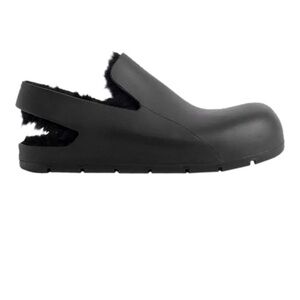 Bottega Veneta Puddle Slingback Sandal Clog Slides Shearling Black Rubber Size 8